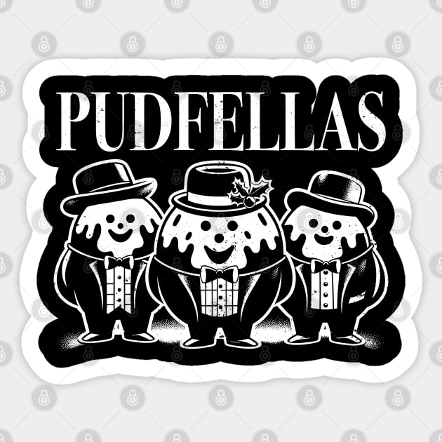 User Pudfellas Christmas Pudding Funny Festive Sweets Mobster Pun Sticker by Vauliflower